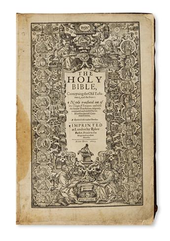 BIBLE IN ENGLISH.  The Holy Bible, Conteyning the Old Testament, and the New.  1613